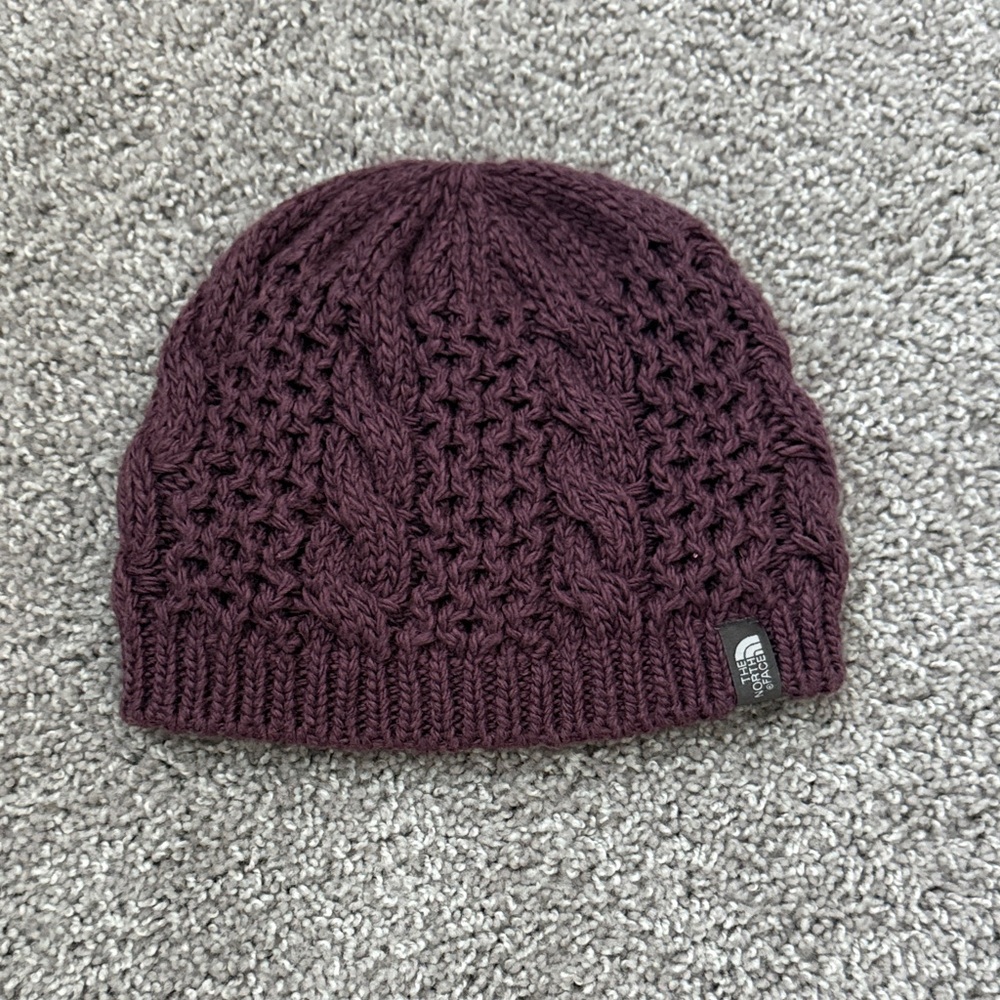 The North Face Women’s Maroon Cable Knit Beanie Hat